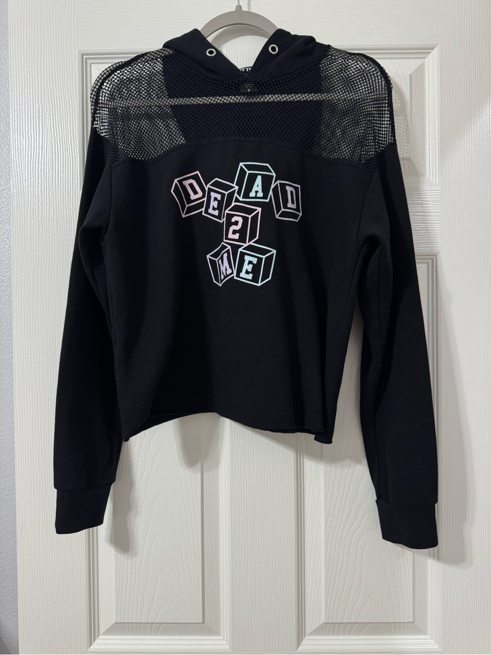 Hot Topic Dead 2 Me Pastel Mesh Panel Crop Hoodie Size Small